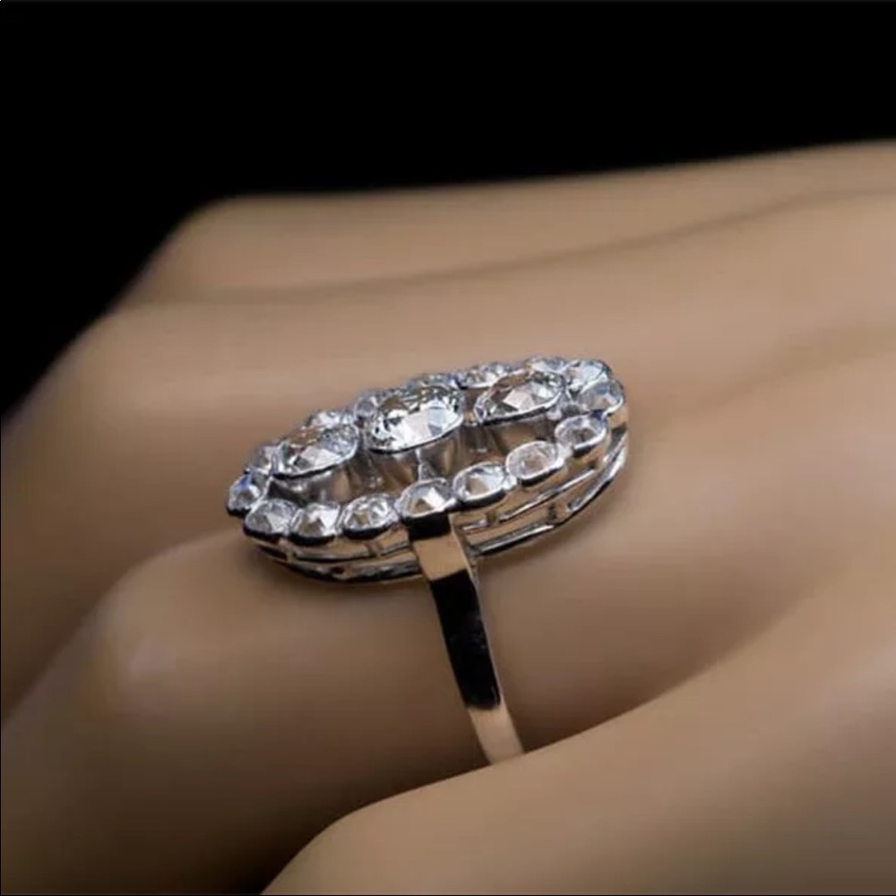New Luxury 925 Silver Square Oval Dazzling Ring - Picture 4 of 5